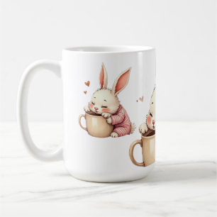 Een warme knuffel in een kop ochtendknuffels Bunny
