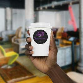 Een warme koffie, paarse Halloween business Clas Ronde Sticker