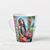 Een warme omhelzing in een kopje latte mok (Linkerhoek)