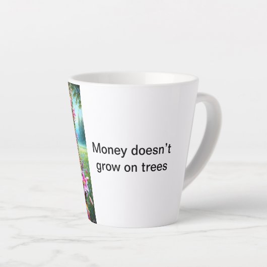 Een warme omhelzing in een kopje latte mok (Rechterhoek)