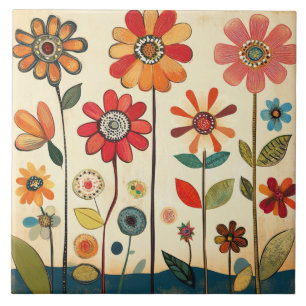 Een warme terracotta Zinnia-perceel Tegeltje