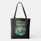 Een warmer wordende wereld tote bag (Achterkant)