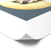 Een wasbeer die op de maan slaapt! Leuke dierlijke Poster (Hoek)