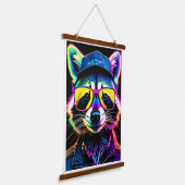 Een wasbeer in een bril hangend wandkleed (Gebogen)