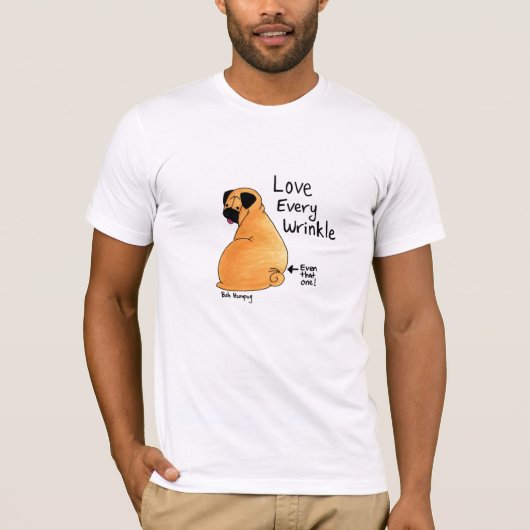 Een wasrimpel in de tijd (Fawn Pug) T-shirt (Voorkant)