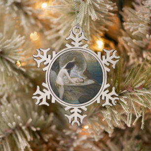 Een water Baby gevonden in Seashell door Bikini Ny Tin Sneeuwvlok Ornament