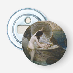 Een waterbaby gevonden in een schelp door een biki button flesopener