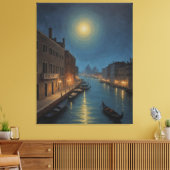 Een waterkanaal met boten en gebouwen achterin canvas afdruk (Insitu (Woonkamer))