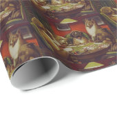 Een waterloo-duogs die pokerkaarten spelen cadeaupapier (Rol Hoek)