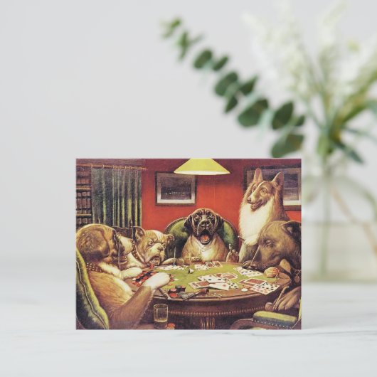 Een Waterloo, Honden die Poker spelen, Briefkaart (Staand voorkant)