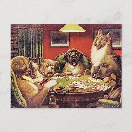 Een Waterloo, Honden die Poker spelen, Briefkaart (Voorkant)