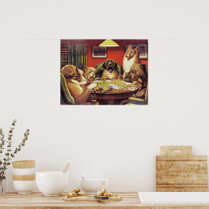 Een Waterloo, Honden die Poker spelen, Poster