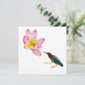 Een waterlotus en een reiger (Staand voorkant)
