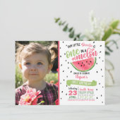 Een watermeloen Foto Uitnodiging voor Eénjarige (Staand voorkant)