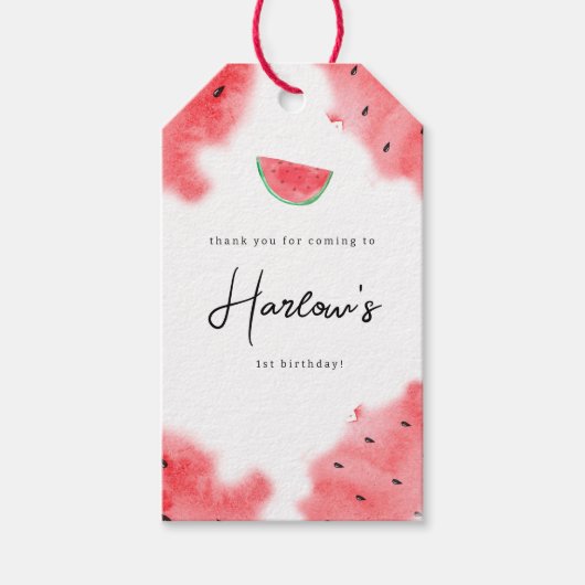 Een watermeloen verjaardag dank je cadeaulabel (Voorkant)