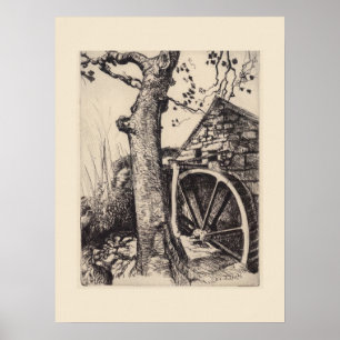 Een Watermolen Cornwall Eleanor Hughes Nadruk Poster
