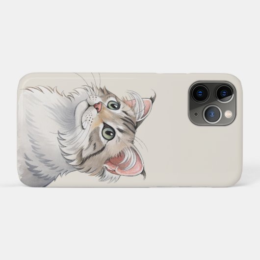 Een waterverf Amerikaanse krul, kat Case-Mate iPhone Case (Achterkant (horizontaal))