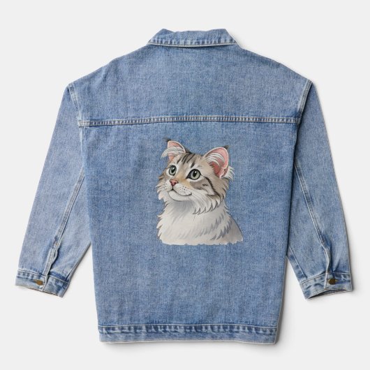 Een waterverf Amerikaanse krul, kat Denim Jacket (Achterkant)