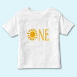 Een Waterverf Boho 1e Verjaardag Baby Kinder Shirts<br><div class="desc">Dit schattige babyshirt is versierd met een waterverf zon en stijlvolle gele typografie. Er staat ÉÉN.</div>