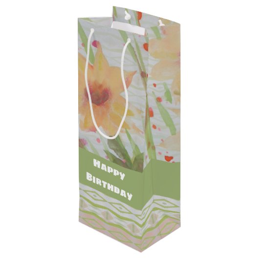 Een Waterverf flesfles met flesje met flesje Wijn Cadeautas (Achterkant Gekanteld)