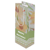 Een Waterverf flesfles met flesje met flesje Wijn Cadeautas (Voorkant Gekanteld)