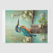 Een waterverf ijsvogel op een tak tissuepapier (Voorkant)