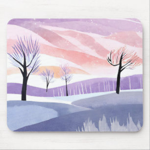 Een Waterverf Landschap, Bomen en Sky Mousepad Muismat