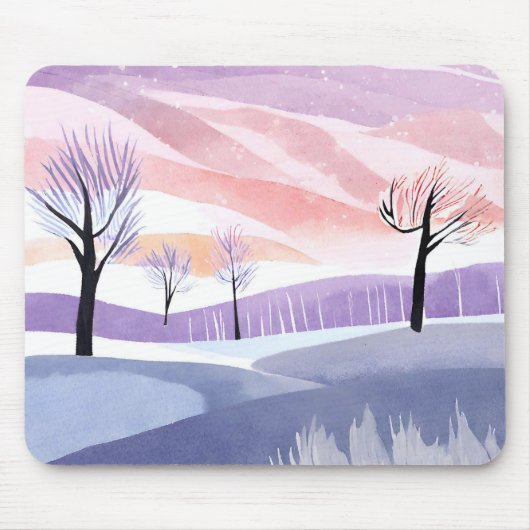 Een Waterverf Landschap, Bomen en Sky Mousepad Muismat (Voorkant)