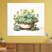 Een Waterverf Oasis Succulent Waterverf schilderij Canvas Afdruk (Insitu (Woonkamer))