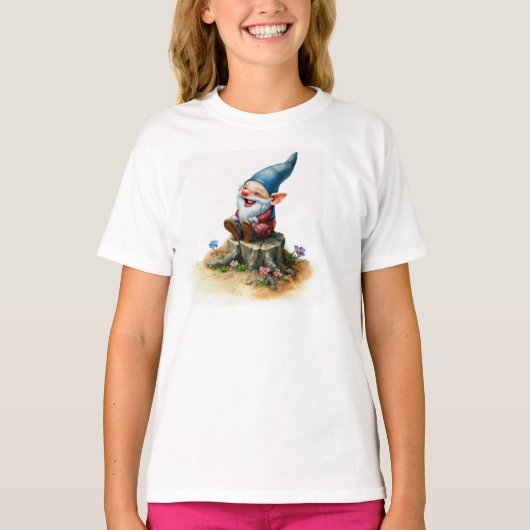 Een Waterverf schilderij van een Happy Gnome T-shirt (Voorkant)