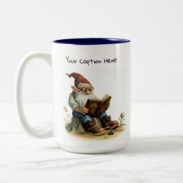 Een Waterverf schilderij van een Schattigee Gnoom Tweekleurige Koffiemok