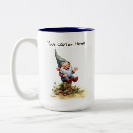 Een Waterverf schilderij van een Schattigee Gnoom Tweekleurige Koffiemok