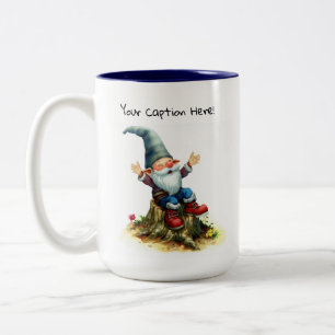 Een Waterverf schilderij van een Schattigee Gnoom Tweekleurige Koffiemok