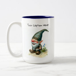 Een Waterverf schilderij van een Schattigee Gnoom Tweekleurige Koffiemok