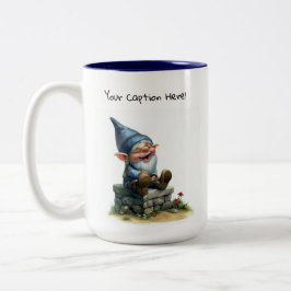 Een Waterverf schilderij van een Schattigee Gnoom Tweekleurige Koffiemok