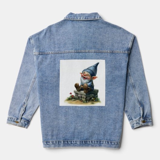 Een Waterverf schilderij van een Schattigee Happy  Denim Jacket (Achterkant)