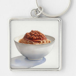 Een Waterverf schilderij van Spaghetti Bolognese Sleutelhanger