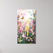 Een waterverf schilderij van Wildflower Field Canvas Afdruk (Voorkant)