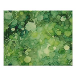 Een Waterverf Studie in Emerald en Jade Foto Afdruk