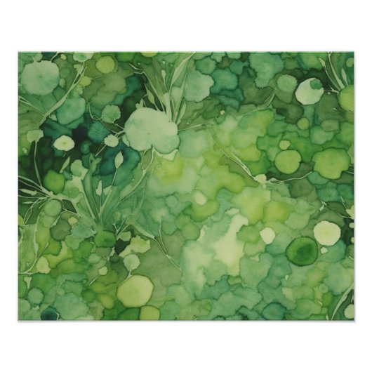 Een Waterverf Studie in Emerald en Jade Foto Afdruk (Voorkant)