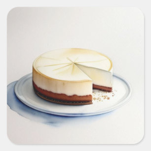 Een Waterverf tekening van Cheesecake Vierkante Sticker
