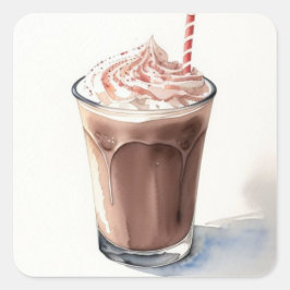Een Waterverf Tekening van Chocolate Milkshake Vierkante Sticker
