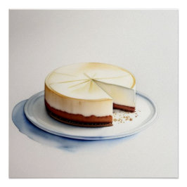 Een Waterverf Tekening van een Cheesecake Perfect Poster