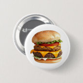 Een waterverf Tekening van een Yummy Cheeseburger Ronde Button 5,7 Cm (Voorkant /achterkant)