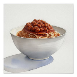 Een Waterverf tekening van Spaghetti Bolognese Perfect Poster