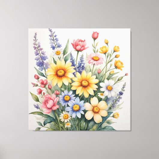 Een waterverf van bloemen canvas afdruk (Voorkant)