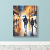 Een waterverf van een man en een vrouw die naar be canvas afdruk (Insitu (Houten vloer))