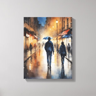 Een waterverf van een man en een vrouw die naar be canvas afdruk