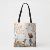 Een Waterverf van Little Girl & Bird Tote Bag (Voorkant)