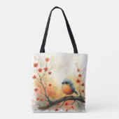Een Waterverf van Little Girl & Bird Tote Bag (Achterkant)